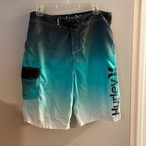 Blue black Hurley board shorts with pocket